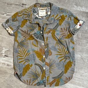 Denim & Flower Gray Tropical Button Down Shirt